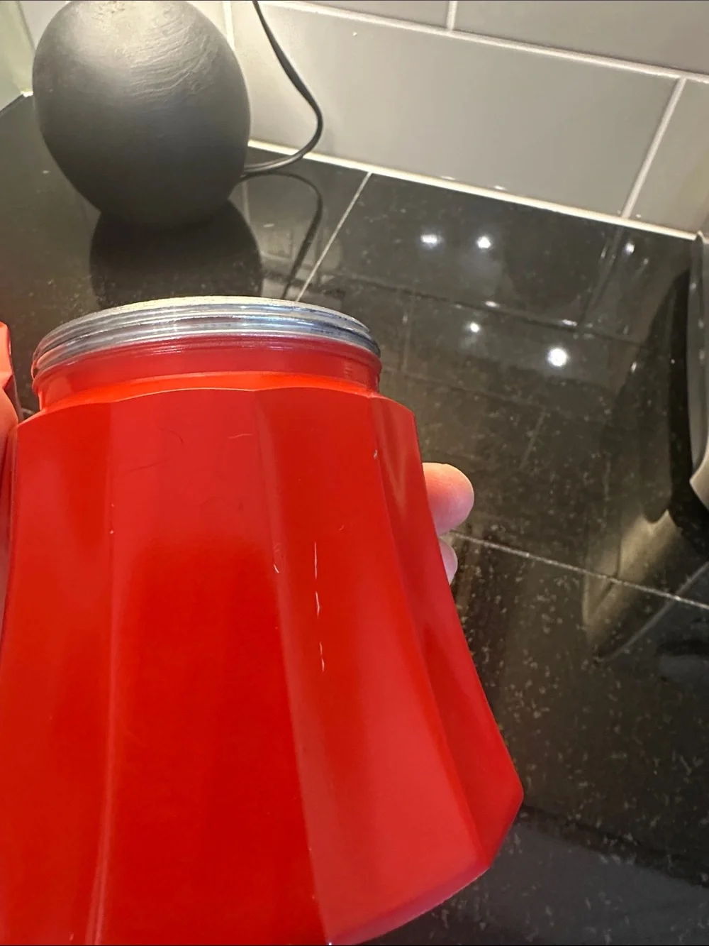 Red Stovetop Espresso Maker Moka Pot with Black Handle